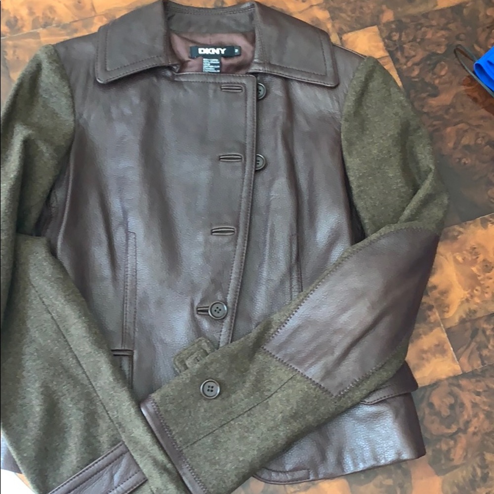 DKNY fitted leather blazer